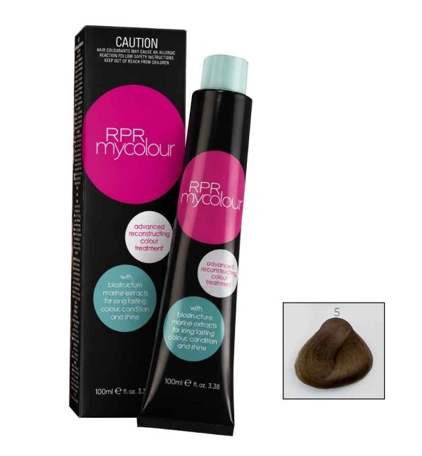RPR MyColour C5 professional hair colour with colour tubes and colour swatch displayed together