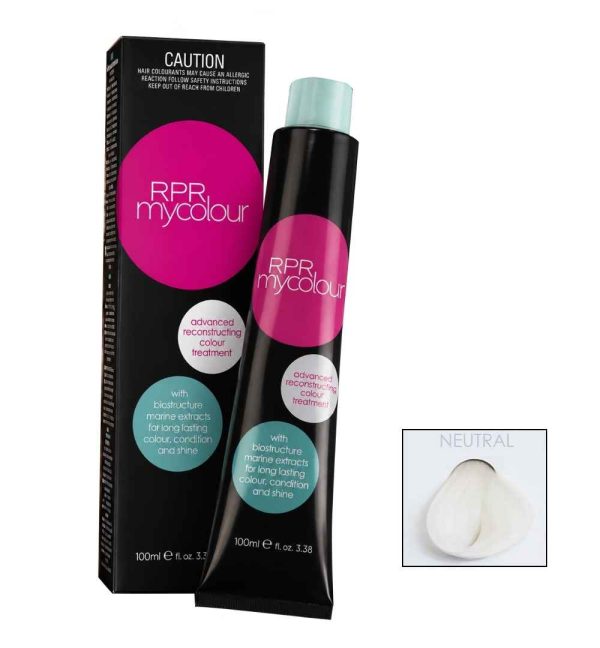 RPR MyColour Neutral professional hair colour with colour tubes and colour swatch displayed together