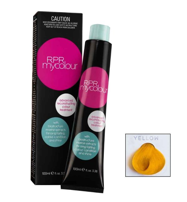 RPR MyColour Yellow professional hair colour shade with matching colour swatch